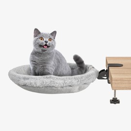 Cat Hammock Bed, 90° Foldable Cat Desk Bed, Adjustable Kitten Beds Up to 44 LBS, Durable Ergonomic Desk Cat's Beds Mount, Washable Soft Fabric Pet Desks Nest Beds for Home, Office, Room and Study