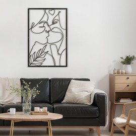 SIGNLEADER Metal Wall Art Decor Woman's Face Shape Modern Abstract Wall Sculpture Hangings Home Decoration for Living Room, Bedroom, Bathroom, Kitchen, Outdoor - 30" Black