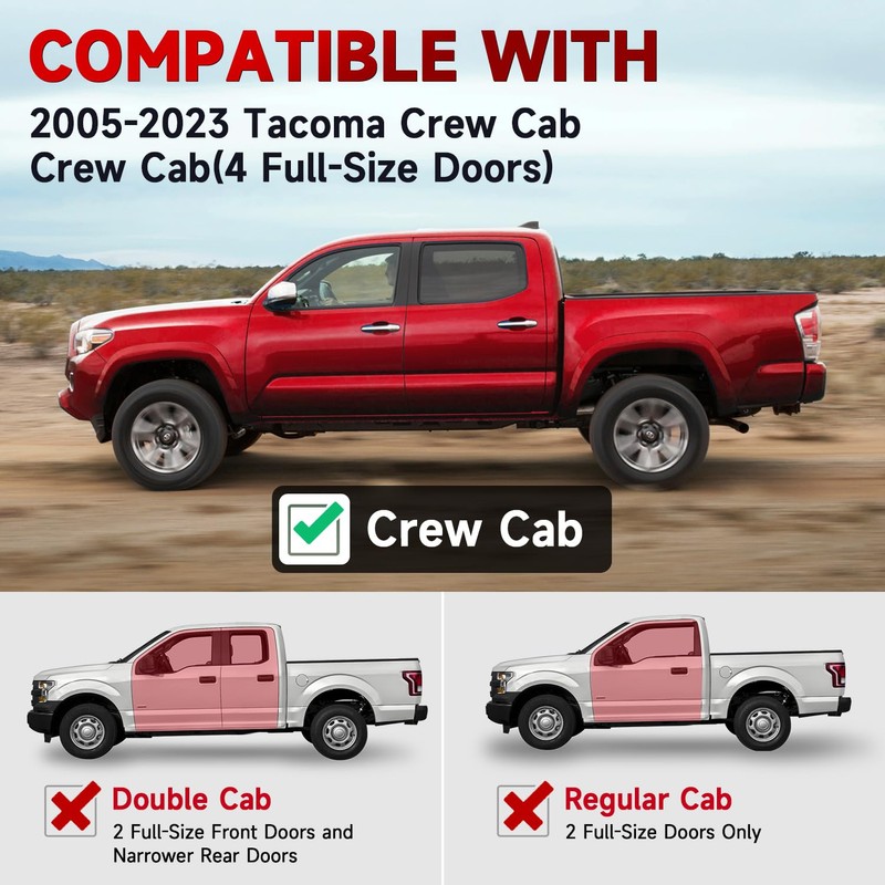ROADGIVE Running Boards Side Steps Compatible with 2005-2023 Tacoma Crew