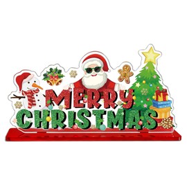Yoxiumi Christmas Office Decorations Merry Christmas Decorations Office Xmas Desk Decor Family Home Bathroom Kitchen Dining Table Decor Indoor Holiday Xmas Party Decorations with Acrylic Base