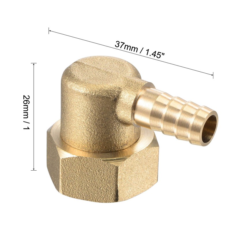 sourcing map Brass Hose Barb Fitting Elbow, 8mm Barbed x