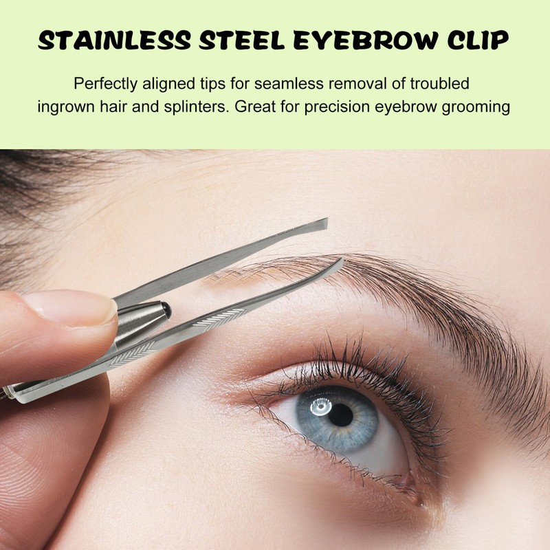 Light 2pcs Stainless Steel with LED Light, Makeup Eyelash Eyebrow