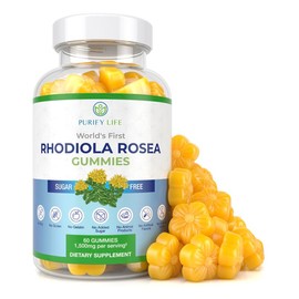 Purify Life Rhodiola Rosea Gummies - Sugar-Free Supplement for Mood & Motivation, 1500mg/Serving, 60 Vegan Chews - Dietary, Fitness Healthcare