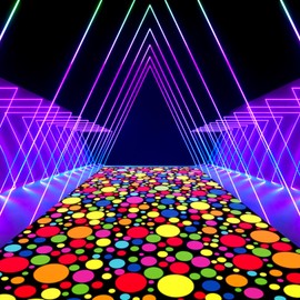 UNICORN ELEMENT 78.7x59 Inch Neon Dance Floor Runner for Disco Party, Glow in The Dark UV Blacklight Reactive Dance Aisle Runners Carpet Decoration Supplies for Birthday Glow Party (1 Pack)