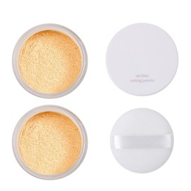 2 Pack PHOERA Banana Setting Powder, Control Oil Brighten Skin Color Cover Blemish Face Setting Loose Powder。 (03# Banana)