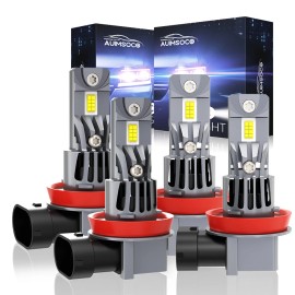 AUIMSOCO H9+H11 For Can-Am Defender HD5 HD8 HD10 LED Headlight Combo Bulbs Light Kit 4pcs