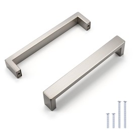 Knobonly 10 Pack Dresser Handles, Cabinet Pulls Brushed Nickel, 5 inch (128mm) Hole Center Kitchen Cabinet Handles, Stainless Steel