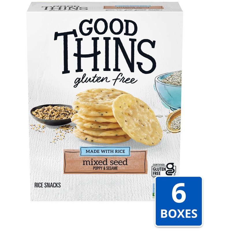 Good Thins Mixed Seed Rice Snacks Gluten Free Crackers, 6-3.5