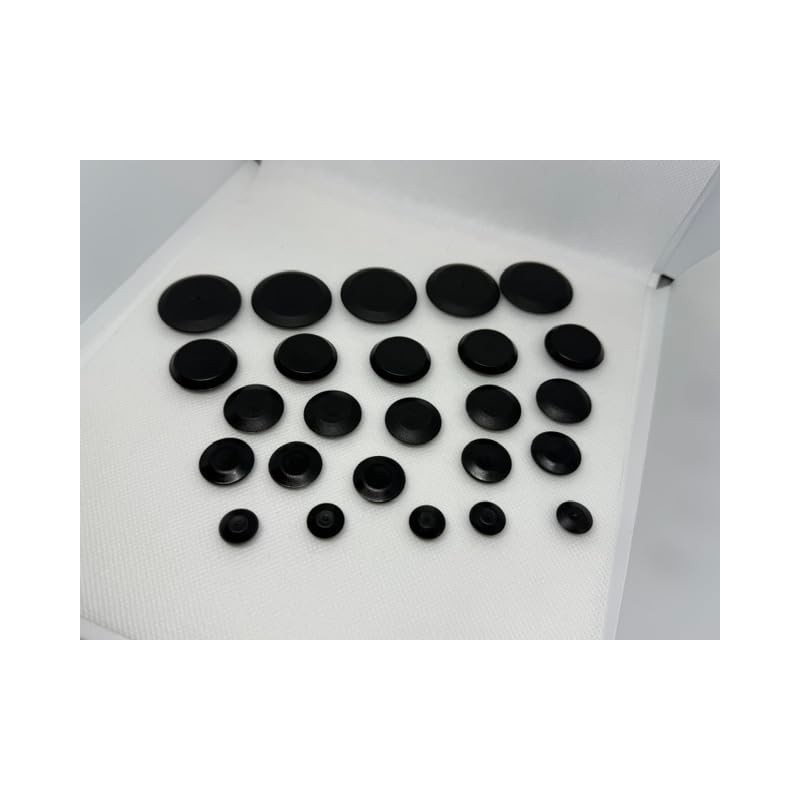 Black Flush Mount Hole Plugs, 25-Pack Assorted Sizes (1/4", 3/8",