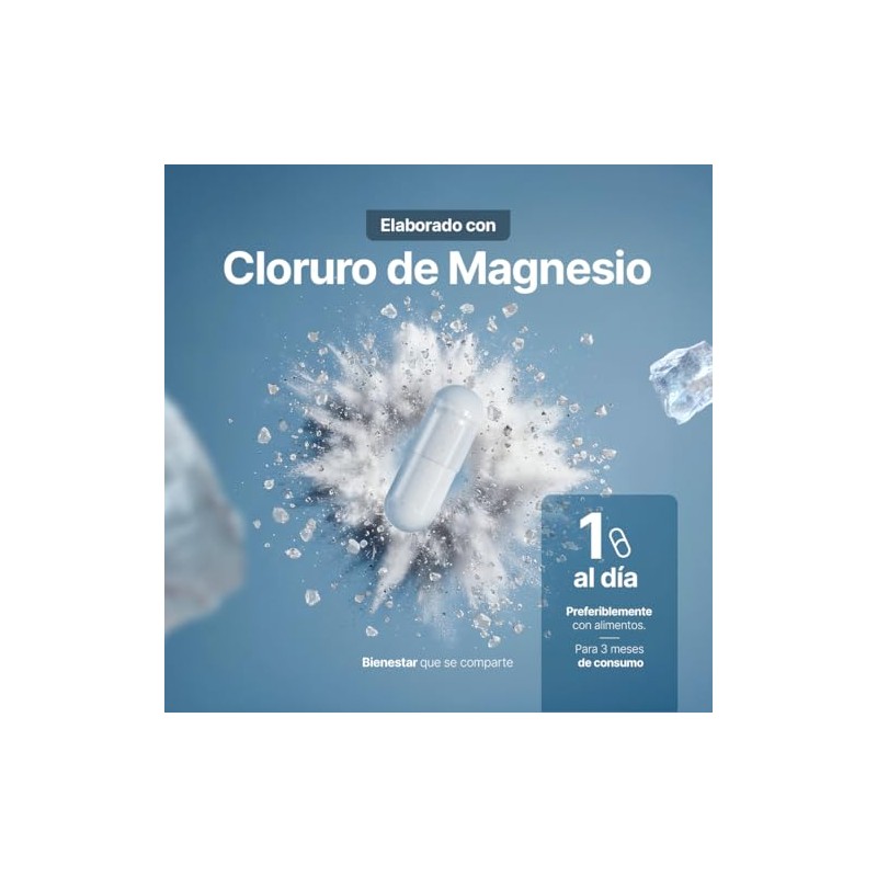Cloruro de Magnesio 500mg | 100 Cápsulas Ingredientes Naturales |