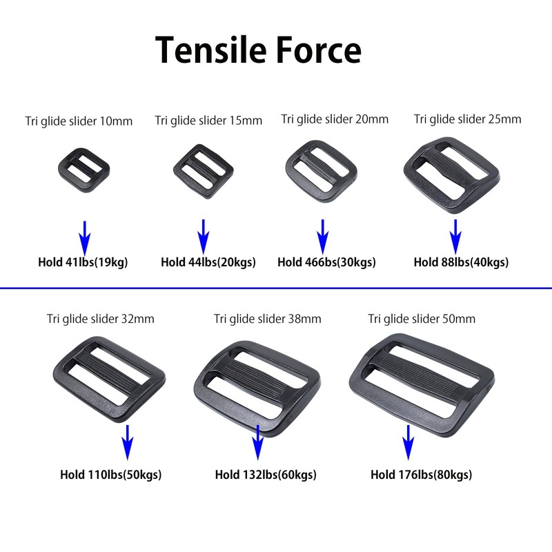 BAIWOAK Tri Glide Slider Strong Plastic Tri Glide Slides Adjustable