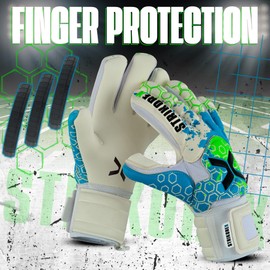 StrikoreX Wild Hawk Professional Goalie Gloves (Sizes 7-10) Pro Fingersaves & 4+3mm Contact Grip | High Performance Pro-Level Goalkeeper Gloves | Based in The USA (White, 8)