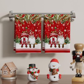 XCHI Gnomes Winter Kitchen Towels Christmas Dish Towels 18x26 Inch Xmas Home Kitchen Decorations Hand Towels Set of 2 Drying Dishcloth