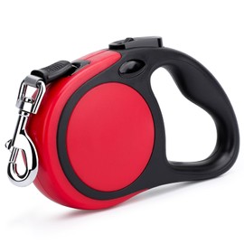 Segarty Retractable Dog Leash for Large Medium Dogs, 16ft Heavy Duty Walking Dog Leash for Pet up to 110lb, Anti-Slip Handle 360°Tangle-Free Nylon Tape, One-Handed One Button Lock (Red)