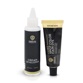 Parallel Products - Luxe Color (Dark Brown) - Cream Hair Dye - 25mL - Tint for Professional Spot Coloring - With Cream Developer, Mixing Dish and Application Brush - Covers Grey Hair - Root Touch Up