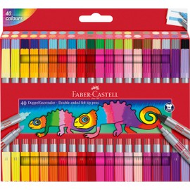 Faber-Castell 151140 Felt Tip Pens Set with 40 Double Fibre Tip Pens for Children and Adults