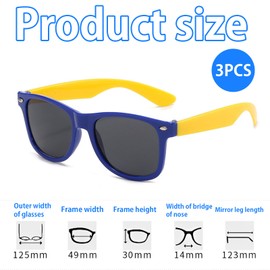 Bdeutrophic 3 Pair Boys Sunglasses, Girls Sunglasses, Coloured Sunglasses, Sunglasses Applicable To Beach/School/Shopping/Party/Tourism