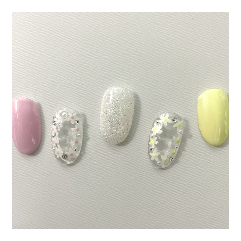 ˡᴬᴺᵀᶤˡ [Swa Stone] Spring flower handmade nail tip - short