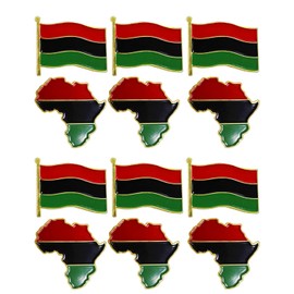 12 Pack Pan-African American Lapel Pins Waving Flag Afro American Map Flag Pins Bulk Metal UNIA Black Liberation Souvenir Series Gifts