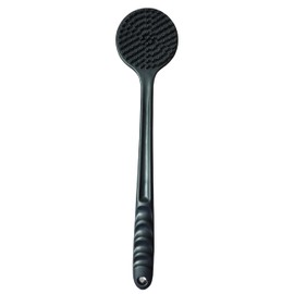 PANLOPU Silicone Bath Brush Long Handled Body Brush Double Sided Back Rub Massage 14.7 Inches Free Hook (Black)
