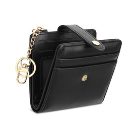 SENDEFN Small Woman Leather Wallet Credit Card Holder with ID Window, Card Wallets for Women with Zipper Coin Pocket and Keychain