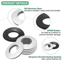 M METERXITY 30-Pack EPDM Bonded Sealing Rubber Washers, 304 Stainless Steel 1/2" x 1" OD Neoprene Rubber Washers Gasket for Bolts/Screws/Machinery/Ships/Roof