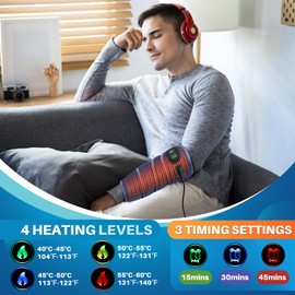 Elbow Heated Pad Wrap for Tendonitis and Tennis Elbow, Flexible Electric Heating Pads for Elbow Arm Wrist Ankle Leg Knee, Heated Brace Pad with 4 Heating Levels, 3 Timing Settings (Blue)