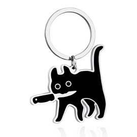QHOWYAL Black Cat key Chain, Cute Keychain for Women Cool Stuff Decor Cats Keychain Gifts For Cat Lover Funny Gift for Women Cats Dad Mom