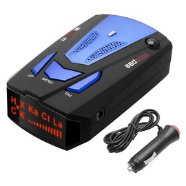 Car V7 Radar Detector, TOTMOX Voice Prompt Alarm 3-Button Radar Detector with Easy Operation and Car Charging Kit, Blue