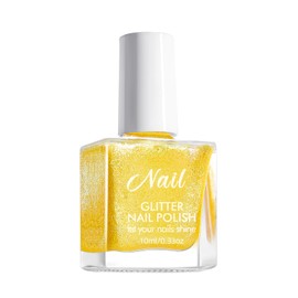 Virellay Wasserbasierte Nagellack Schnelltrocknend - Glitter Nagellack Shining (Gold, 10ML)
