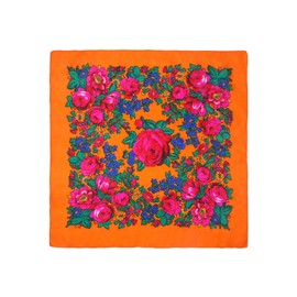 MJ SERECA Acrylic Bandana Printed Hair Scarf Square Ukrainian Head Scarf Floral Babushka Neck Scarf for Women 30"/42"/60" (1 Pack-C 60")