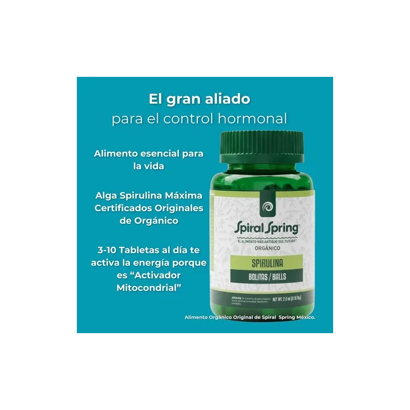 1 Bote Spirulina Máxima Orgánica 150tab 500mg Spiral Spring kosher