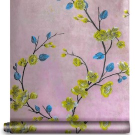 YIFU LIFE 86192 Floral Peel and Stick Wallpaper 17.7" x 9.8ft Pink Flower Vinyl Self Adhesive Contact Paper for Furniture Drawer Shelf Liner Wall Décor