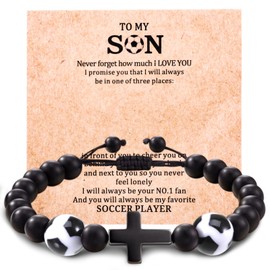 Cross Bracelet Gift,Football Bracelets for Boys Football Gifts for Teenage Boys Age 8 9 10 11 12 13 14 15 Years Old,Birthday Christmas Graduation Christian Gifts for Son Grandson Nephew Brother