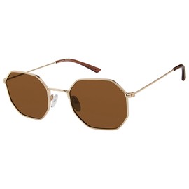Prive Revaux The Heat Geometric Sunglasses – Handcrafted, Polarized, 100% UV Protection – For Men & Women – Gold/Gold Mirror