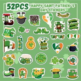 St Patrick Stickers - St. Patrick's Day Stickers Gift Idea Decorations for Kids Boy Girl Irish Family Lucky Shamrock Stickers Traditional Festival Holiday Colorful Decorative Saint Patrick - 52Pcs