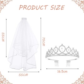 EULAPGOE Bride to Be Veil Sash, White Bride Crown Bridal Shower Engagement Favors Bachelorette Party Supplies Gift for Women