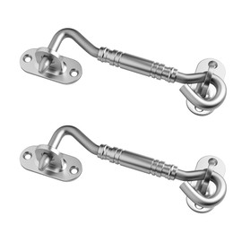 WINSOON 4 inch Hook and Eye Latch for Door 2 Pack, Privacy Eye Hook Latch, Rust-Resistant Metal Gate Latch, for Indoor and Outdoor, Gates, Bedrooms, Bathrooms, Sliding Doors, Fences, Windows-Silver