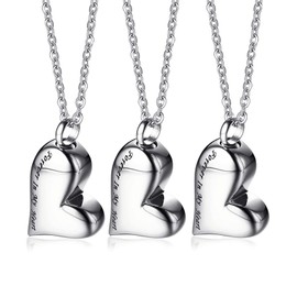 VNOX Stainless Steel Forever in My Heart Irregular Heart Ashes Urn Pendant Necklace,Set for 3
