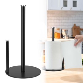Kitchen Roll Holder - Free Standing Kitchen Towel Holder Stand for Kitchen Rolls, Non-Slip Black Paper Towel Holder, Fits Most Size Paper Rolls