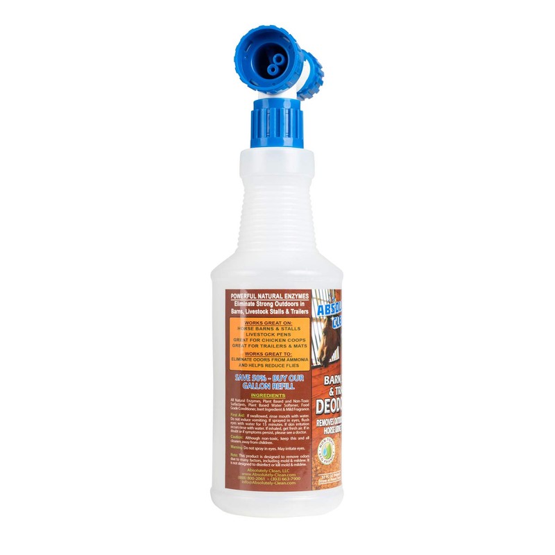Absolutely Clean Barn, Stall, or Horse Trailer Deodorizer, Natural-Based Cleaning