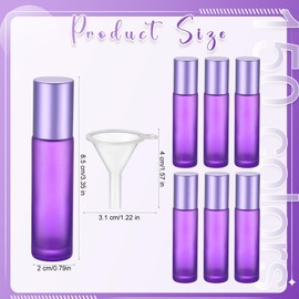 Sumind 150 Pcs Essential Oil Roller Bottles 10 ml Glass Empty Roll on Bottles with Stainless Steel Balls Leak Proof with 5 Funnel for Travel Essential Oil (Frosted Purple)