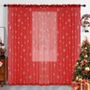 MikiUp Christmas Snowflakes Sheer Curtains, Silver Foil Printed Semi Sheer