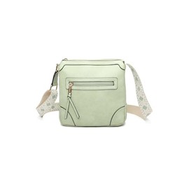 Women's Stylish Slim Multi Zipper Trendy PU Leather Shoulder Handbag Crossbody Bag -GOLDEN GREEN