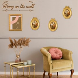 Vicenpal 10 Pcs Tiny Picture Frame Small Picture Frames Vintage Oval Frames Gold Vintage Baroque Ornate Antique Resin Oval Table Display for Home Wedding