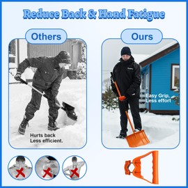 Large Portable Snow Shovel for Driveway,67.3inch Adjustable Lightweight Snow Shovel for Snow Removal,16inch Wide Blade Snow Shovel with Assisted Handle,Snow Removal for Driveway Walkway Car and Patio