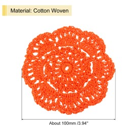 uxcell Crochet Doilies, 8Pcs 4" Cotton Woven Fabric Coasters, Lace Round Handmade Coasters with Floral Pattern for Wedding Party Decoration (Orange Red)