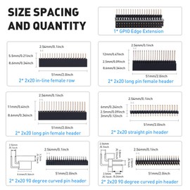 GeeekPi 2x20 40 Pin Stacking Female Header Kit (7 Specifications) Raspberry Pi GPIO Stacking Header (Total 13 Pieces) for Raspberry Pi 4B / 3B + / 3B / 2B / B + / A + / Zero W / Jetson Nano / Tinker