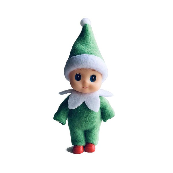 WULEEUPER Tiny Baby Elf Doll | Christmas Miniature Elf Decoration | Newborn Gift | Baby Grow Elf Dolls with Feet and Shoes (Green)