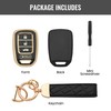 GripKeyShell Black Key Fob Cover with Keychain, 4‑Button Soft TPU